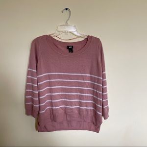 Pink/peach striped sweater size L